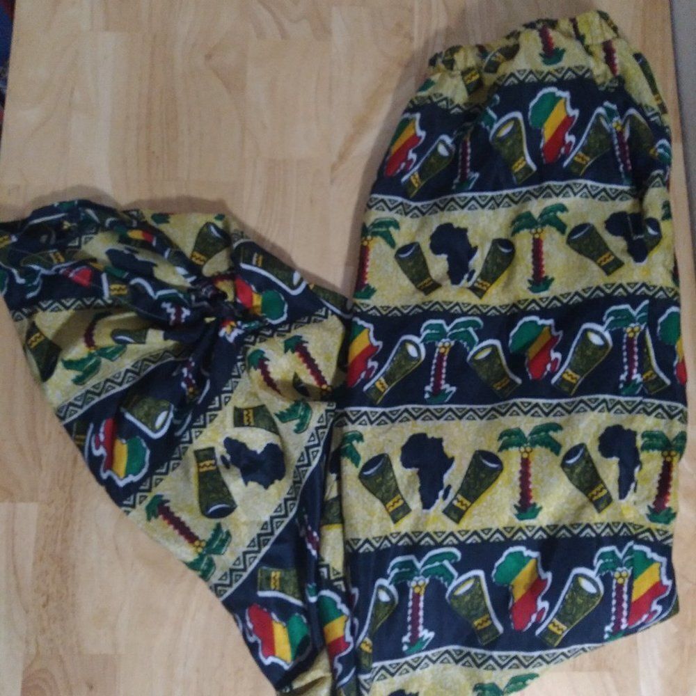 Vintage Africa Drums Rastafarian Pattern Lightweight Sweatpants Dance